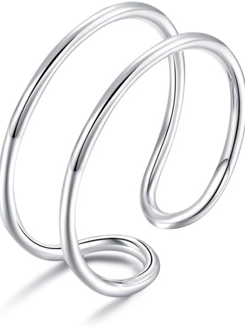 Adjustable Sterling Silver Wide Band Ring | Simple Open Design, Line Detail